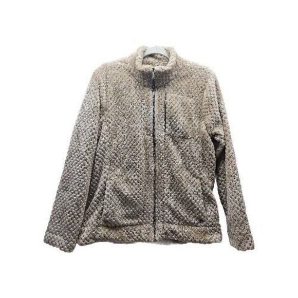 CALVIN KLEIN Womens Tan Fuzzy Full Zip Coat Large - Picture 3 of 12